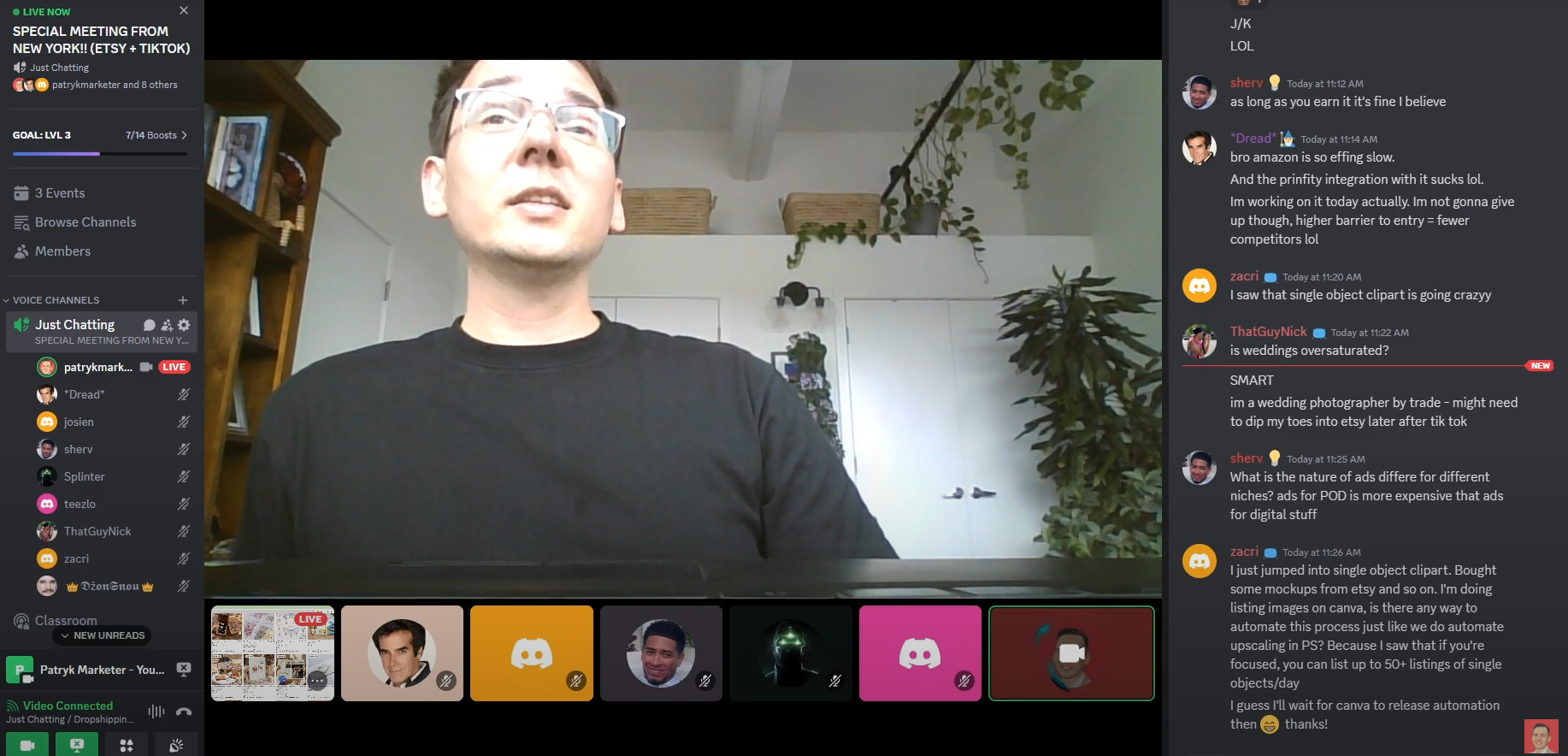 Weekly Discord meeting with Etsy and TikTok sellers
